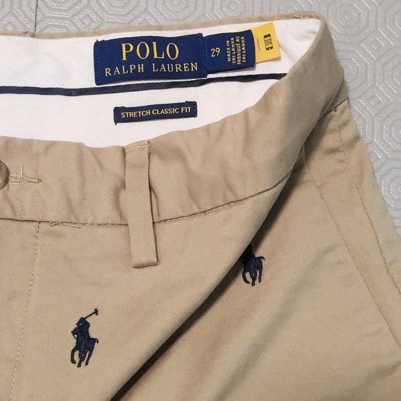 Polo Ralph Lauren Men's Tan Stretch Classic Fit All-Over Pony Embroidered Shorts - Picture 3 of 7